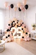 Luxury 25th Birthday Balloon Setup with LED Marquee Numbers