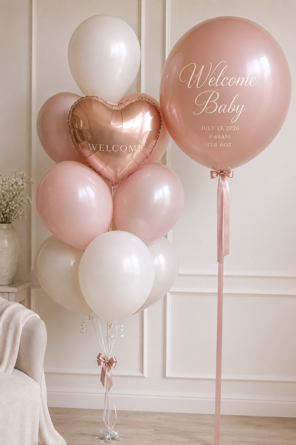 Personalized Welcome Baby Balloon Bouquet