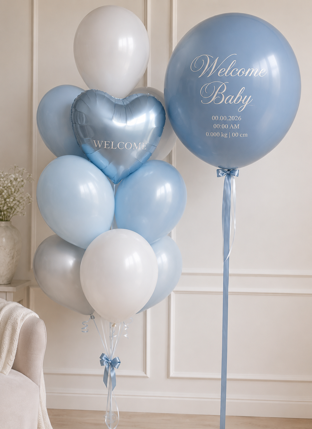 Personalized Welcome Baby Balloon Bouquet