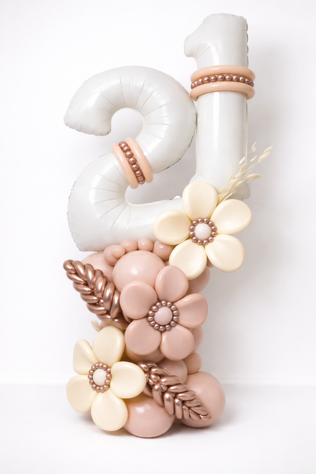 Elegant 21 birthday balloon stack party decoration