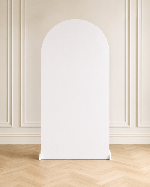 Arched wooden backdrop panel rental, 7.5 ft by 4 ft