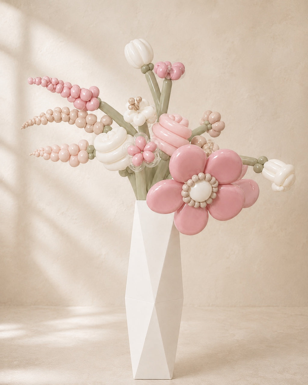 Blush pink, pearl and nude flower balloon bouquet for Toronto and GTA events