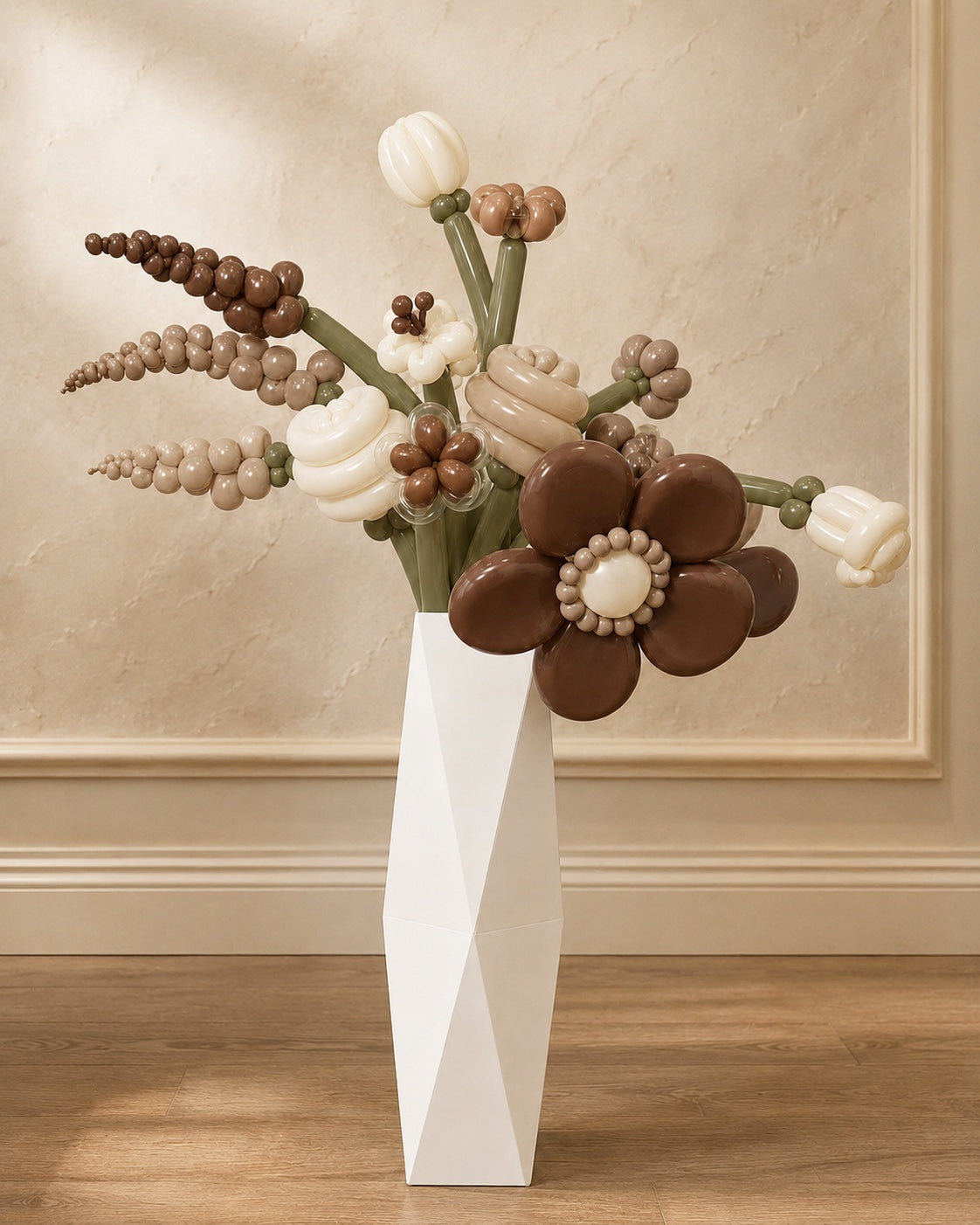 Chocolate, mocha and ivory luxury flower balloon bouquet in Toronto