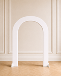 White 6.5 ft by 4 ft hollow arch wooden backdrop rental with wide 12-inch frame