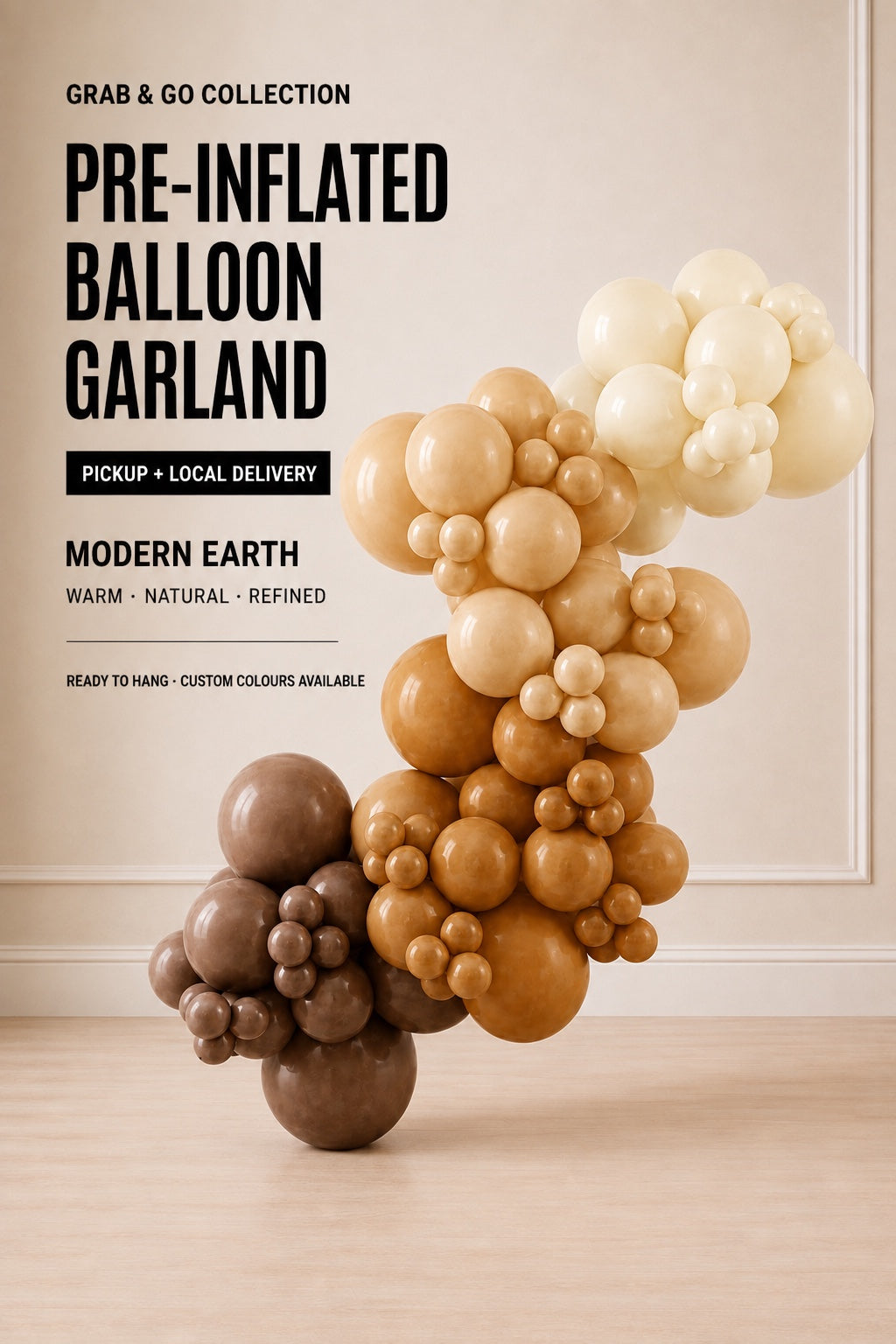 Modern Earth pre-inflated Grab and Go balloon garland Toronto