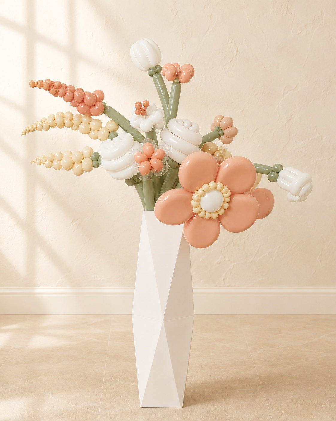 Peach, buttercream and vanilla flower balloon bouquet in Toronto