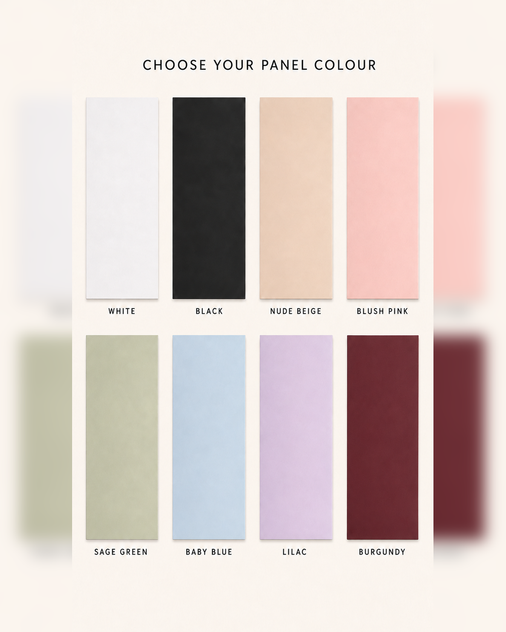 Colour options for the rectangular wooden backdrop panel rental