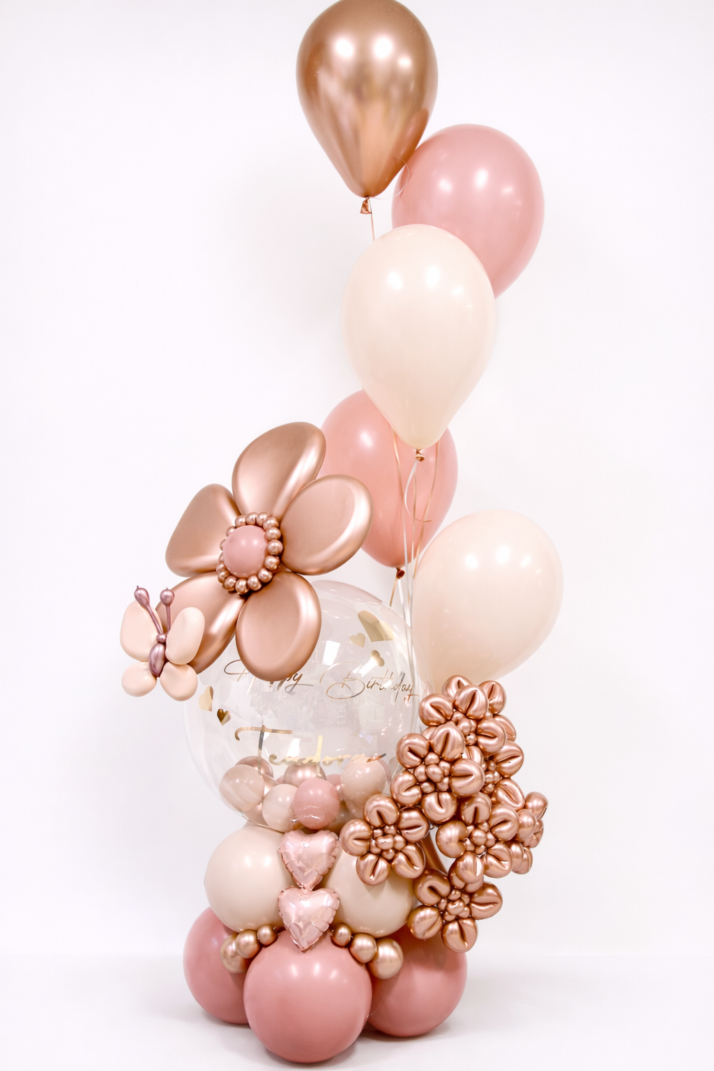 Rose Gold and Blush Luxury Birthday Balloon Bouquet