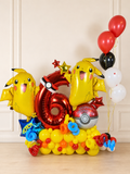 Yellow electric character number 6 balloon display with red, blue and yellow balloons for a kids birthday in Toronto
